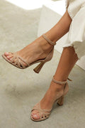 Marona™ | Eleganti sandali patchwork con punta tonda e tacco sottile per uno stile sofisticato