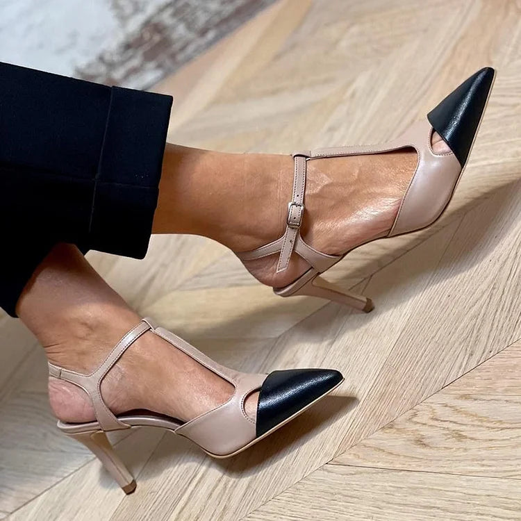 MIRELLA | Élégant Décolleté à Bout Pointu Bicolore pour un Style Sophistiqué